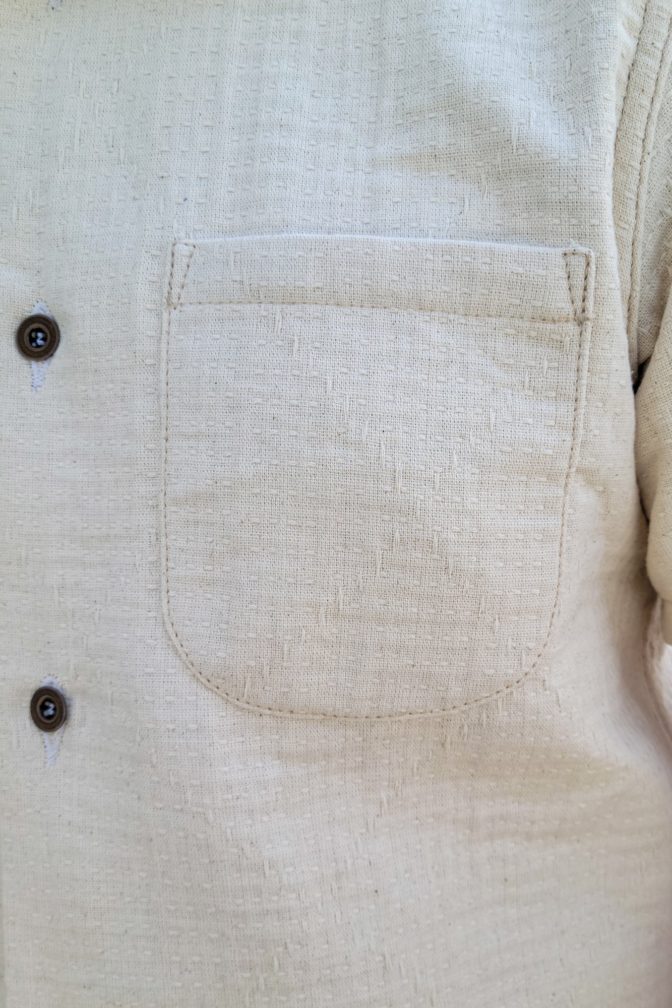 Camp Collar Shirt - Japanese Ecru Sashiko