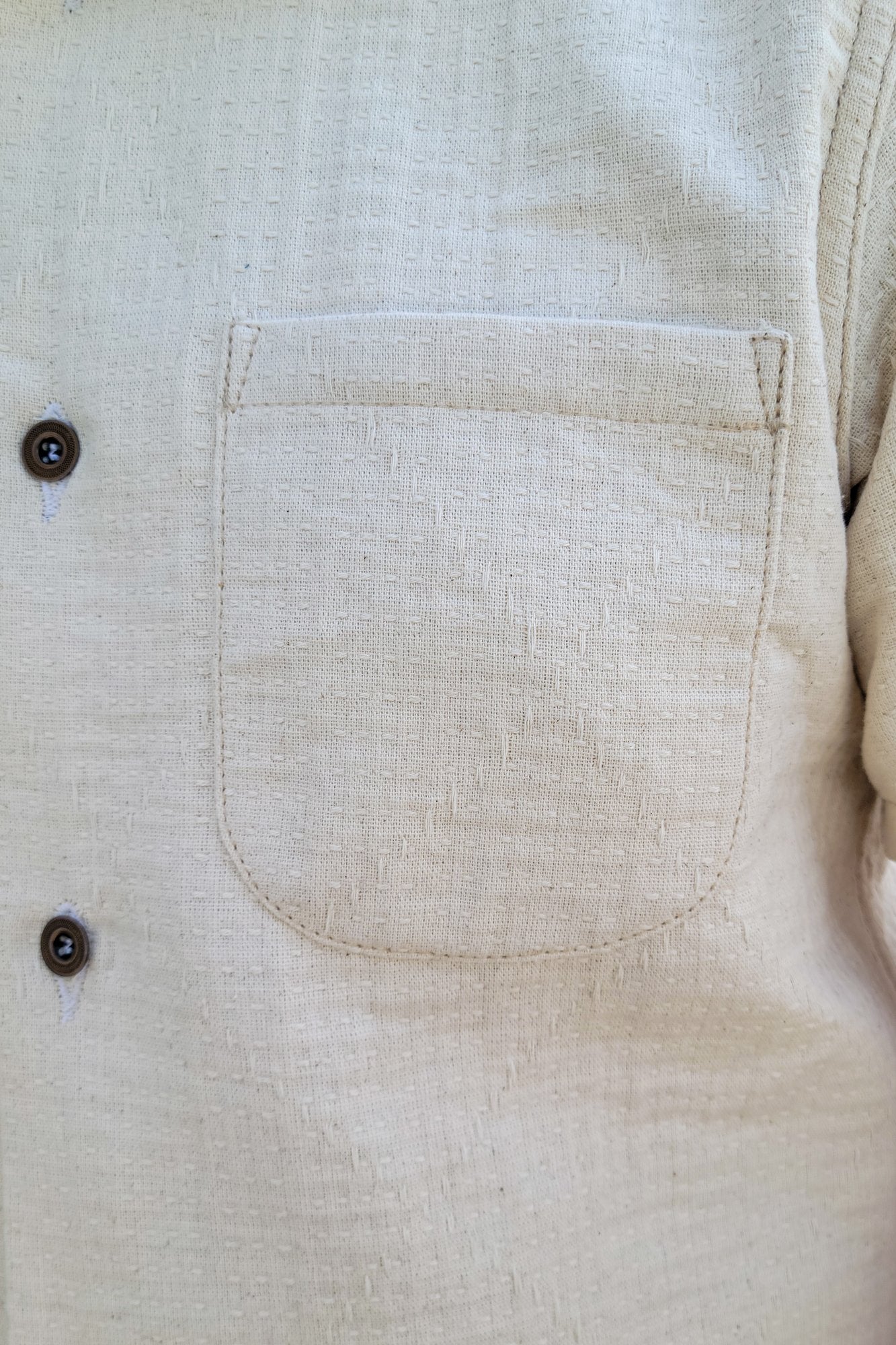 Camp Collar Shirt - Japnese Ecru Sashiko