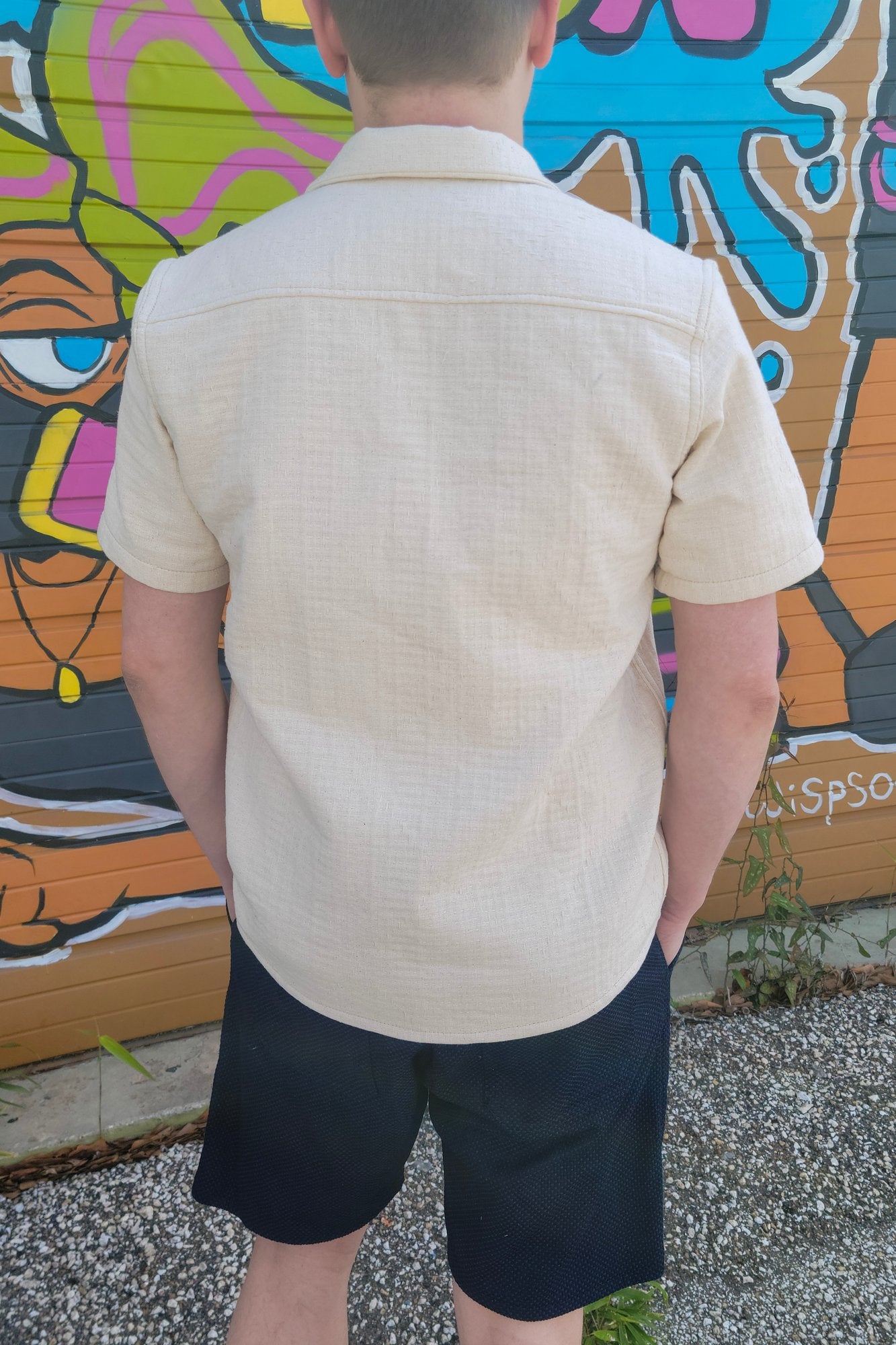 Camp Collar Shirt - Japanese Ecru Sashiko