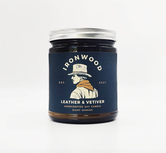 Ironwood Leather & Vetiver Soy Candle