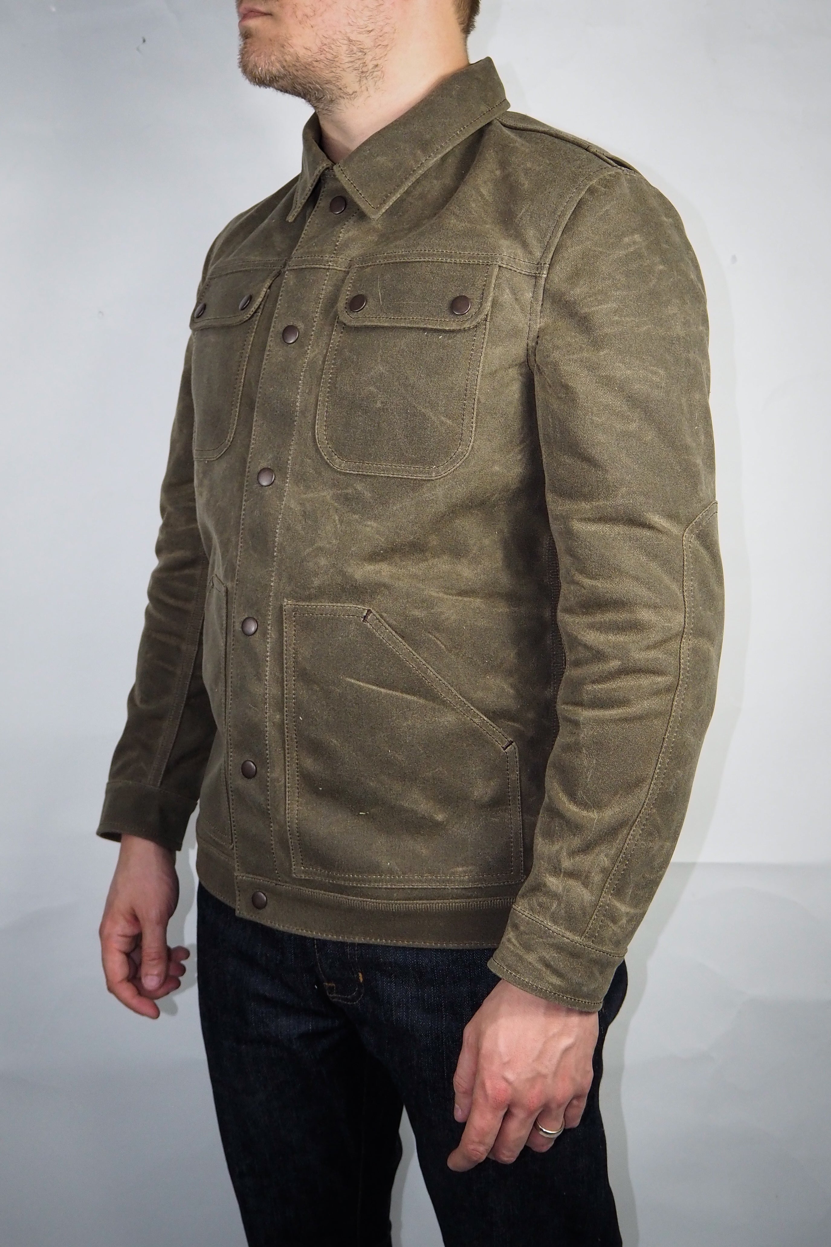 Ranger Jacket - 20oz. Sage Waxed Canvas – Skinner American Goods