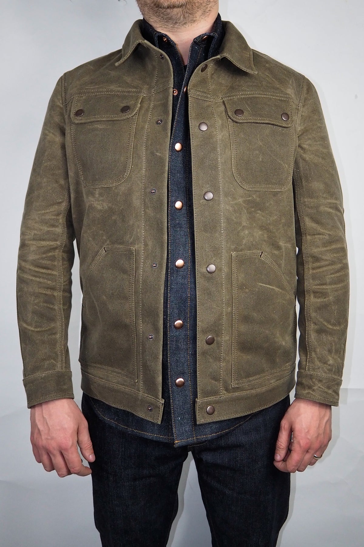 Ranger Jacket - 20oz. Sage Waxed Canvas – Skinner American Goods