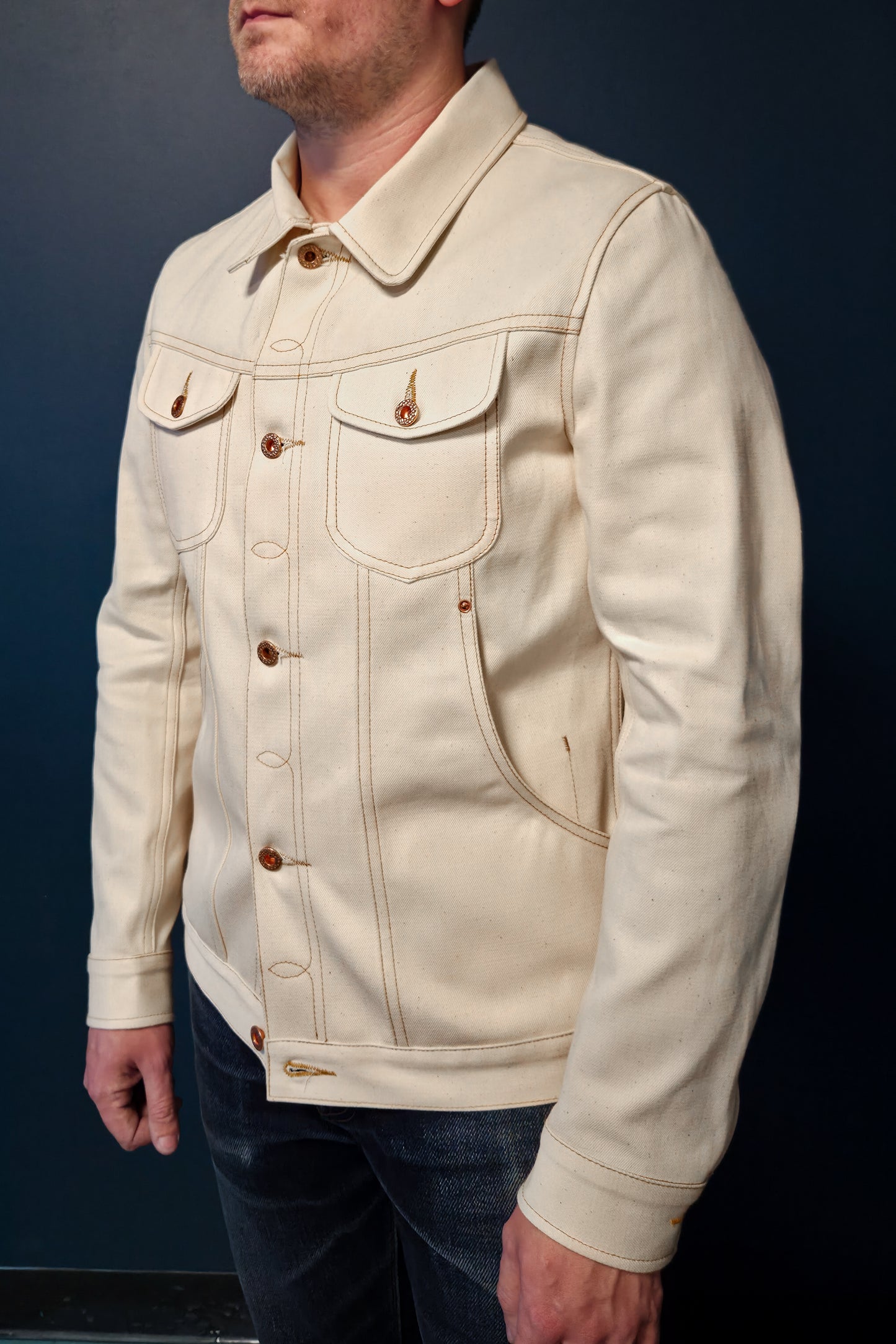 Scout Jacket - 13oz. Ecru Japanese Selvedge Denim