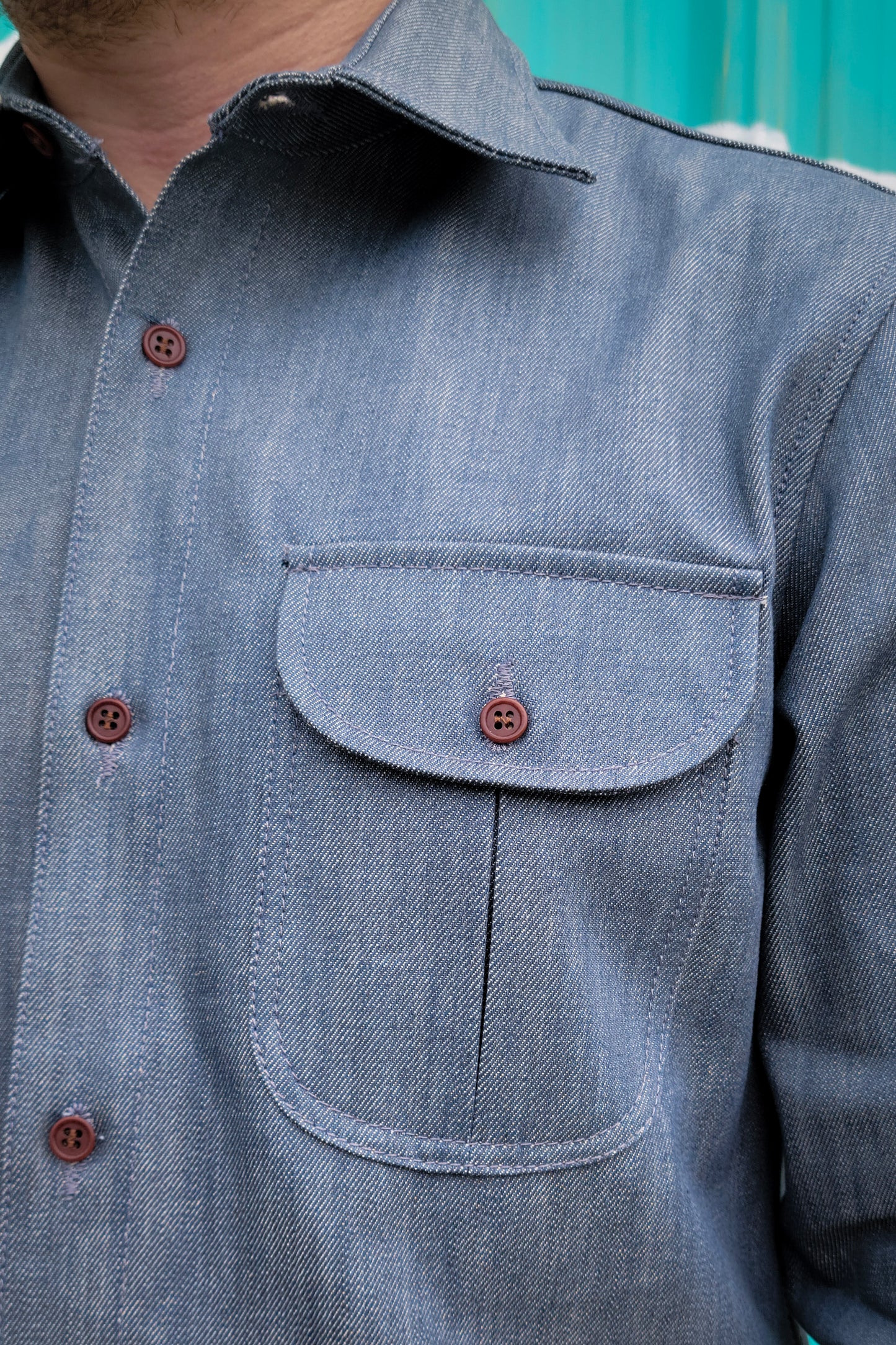 Engineer Shirt - Slate Blue Italian Selvedge