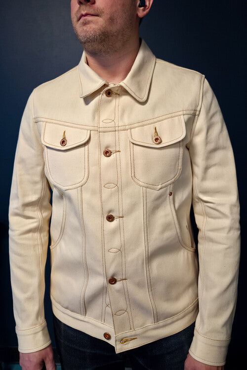 R様　CREAM DENIM JACKET Scout Jacket - 13oz. Ecru Japanese Selvedge Denim – Skinner