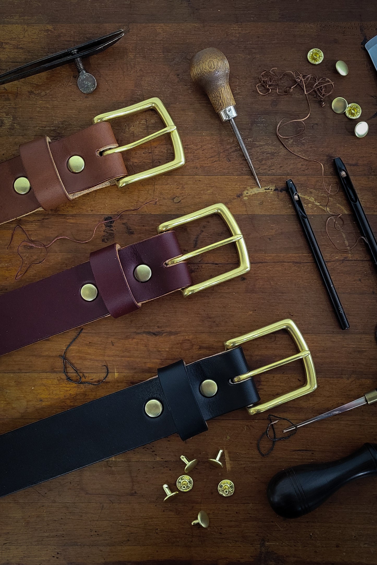 Leather Belt - Burgundy