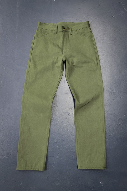 Casual Denim Pants - 13.5oz. Nihon Menpu Olive Selvedge Denim